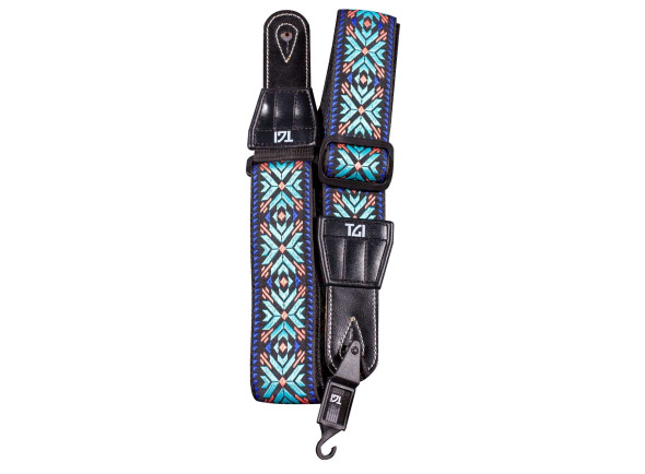 TGI Guitar Strap Woven Cotton Maltese Cross Stitch Turquoise TGI Guitar Strap Woven Cotton Maltese Cross Stitch Turquoise
